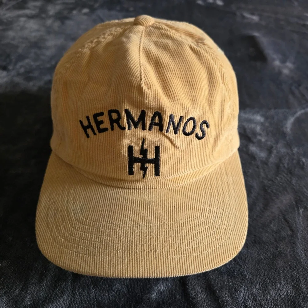 Howler Bros Hermanos Corduroy Snapback Hat Tan Yellow Cotton Lightning Bolt Cap